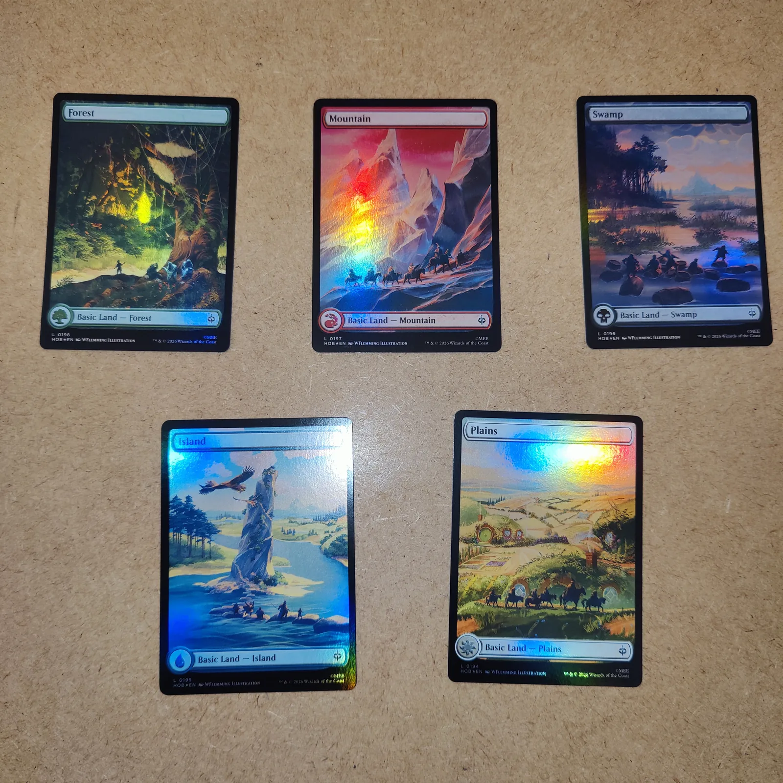 The Hobbit – Full-Art Middle-earth Journey Basic Lands – Foil Set of 5, image 1